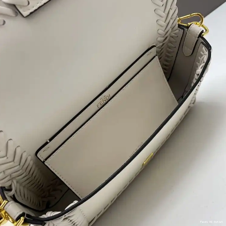 Cheap HOT Fendi White Stitching Medium Baguette Leather In Bag 0528
